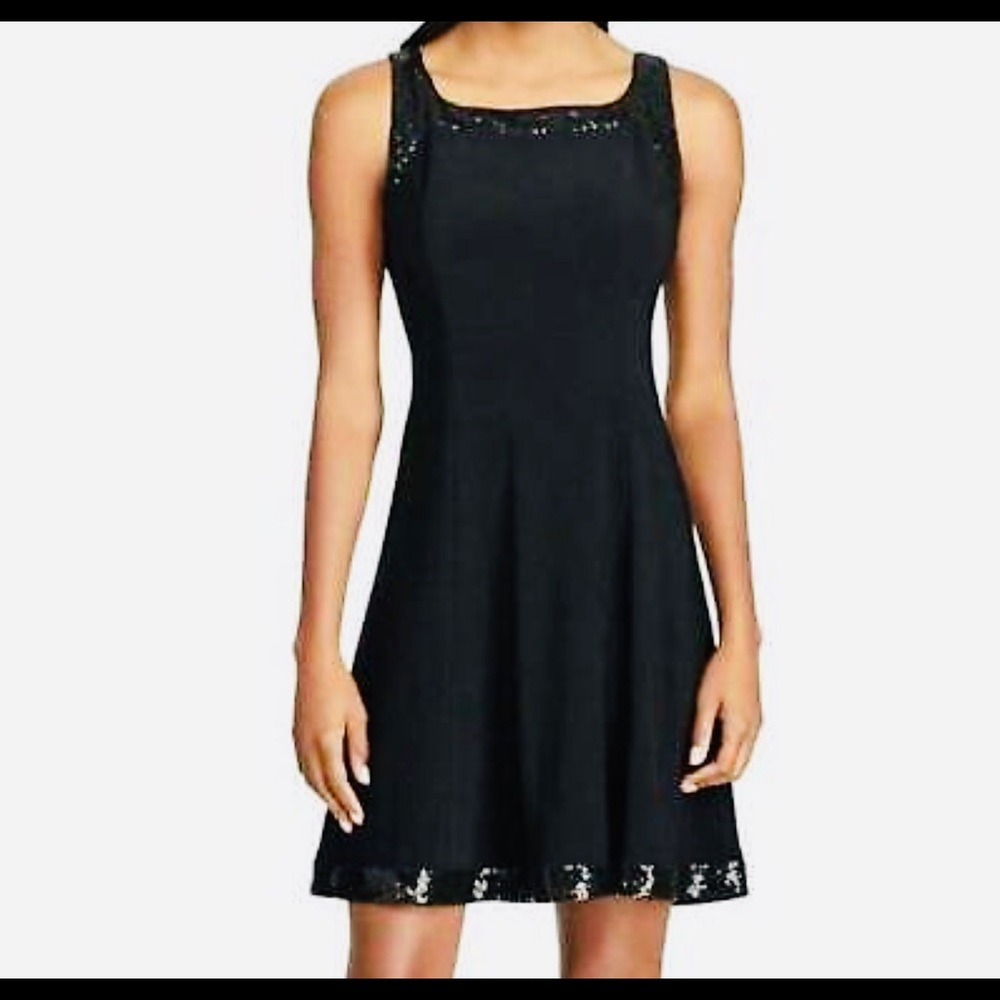 NWOT Chaps Sequins LBD. A- line Sq neckline sleeve